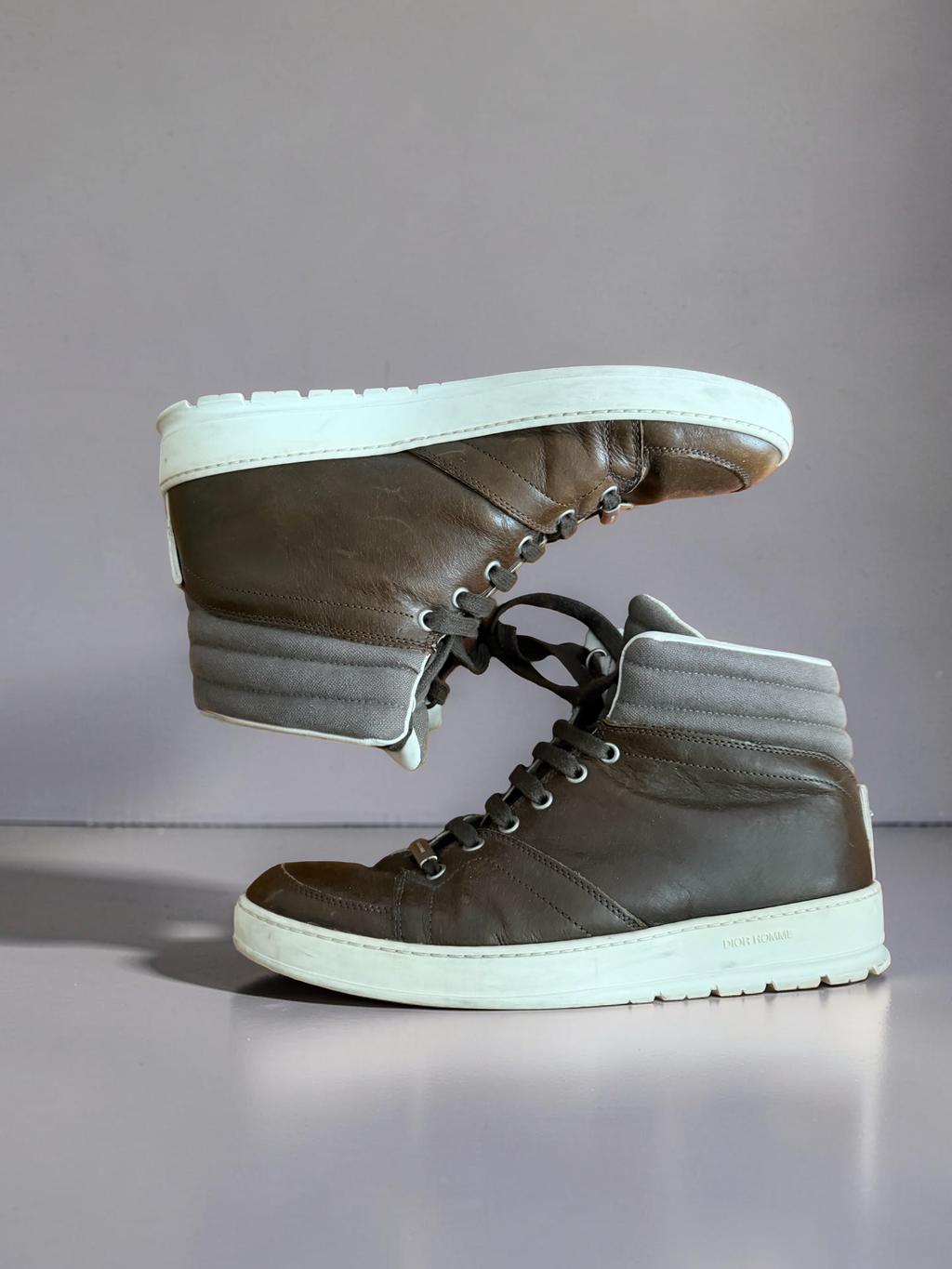 Dior Homme AW12 brown leather hightop shoes