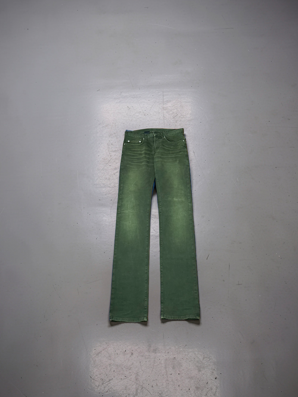 Dior Homme SS14 Green coated jeans by Kris Van Assche