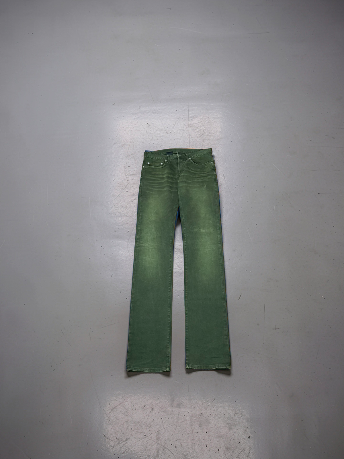 Dior Homme SS14 Green coated jeans by Kris Van Assche