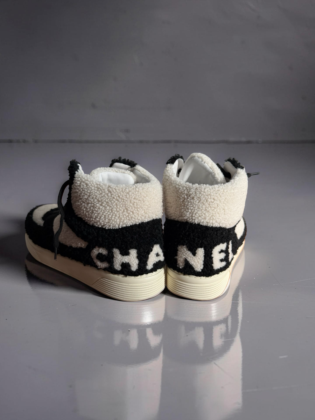 Chanel Karl Lagerfeld Shearling High top shoes