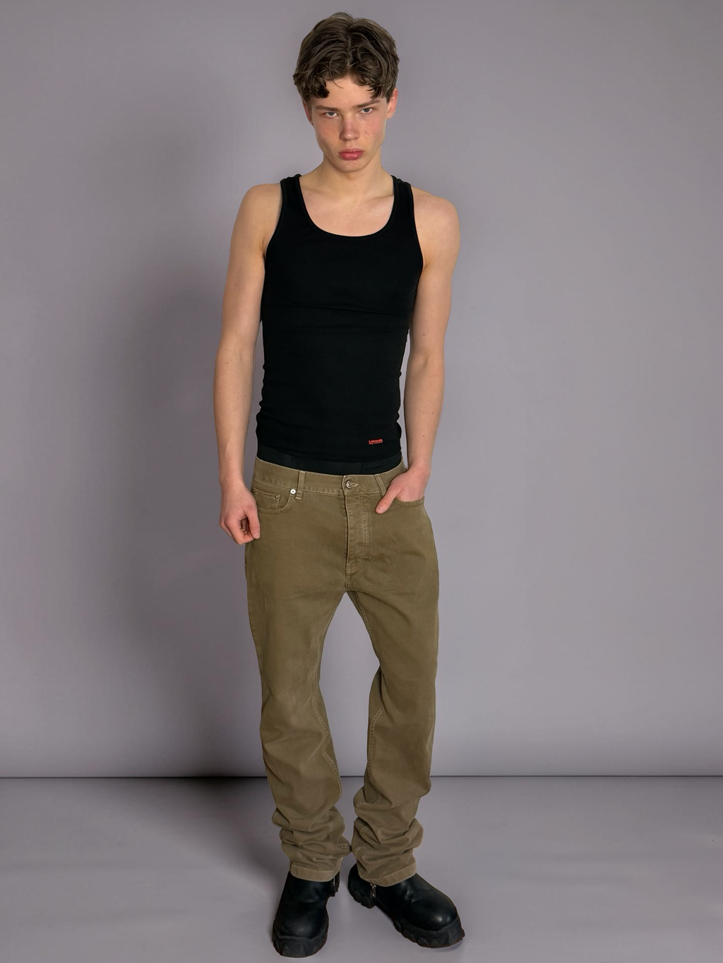 Balenciaga brown distressed straight jeans
