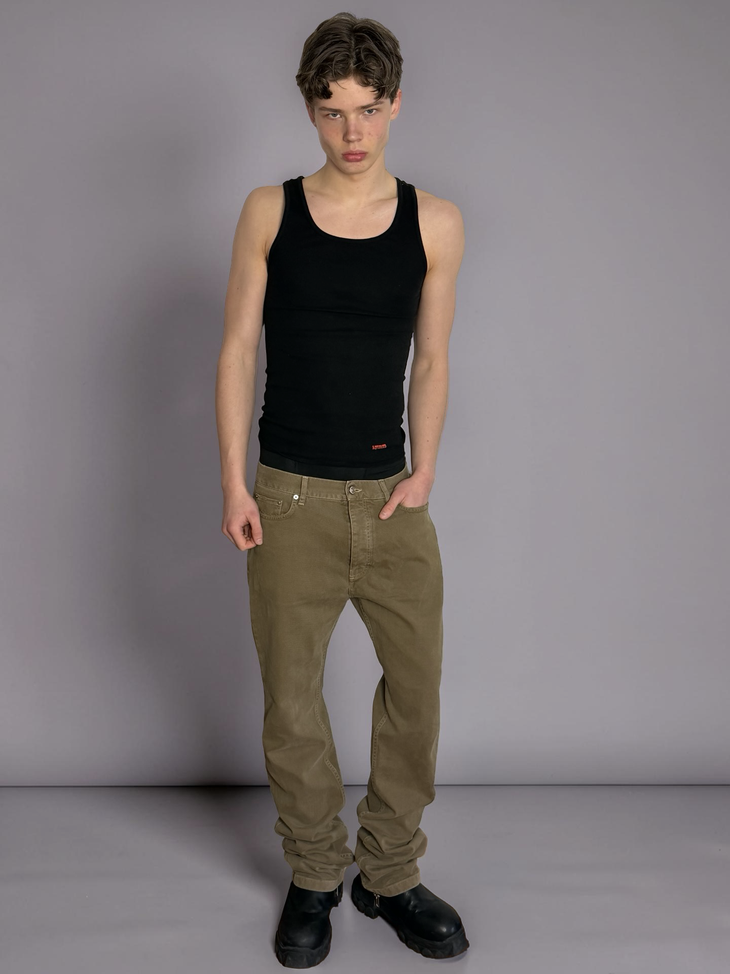 Balenciaga brown distressed straight jeans