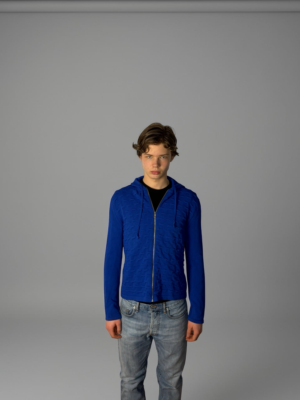 Balenciaga blue knit zip up
