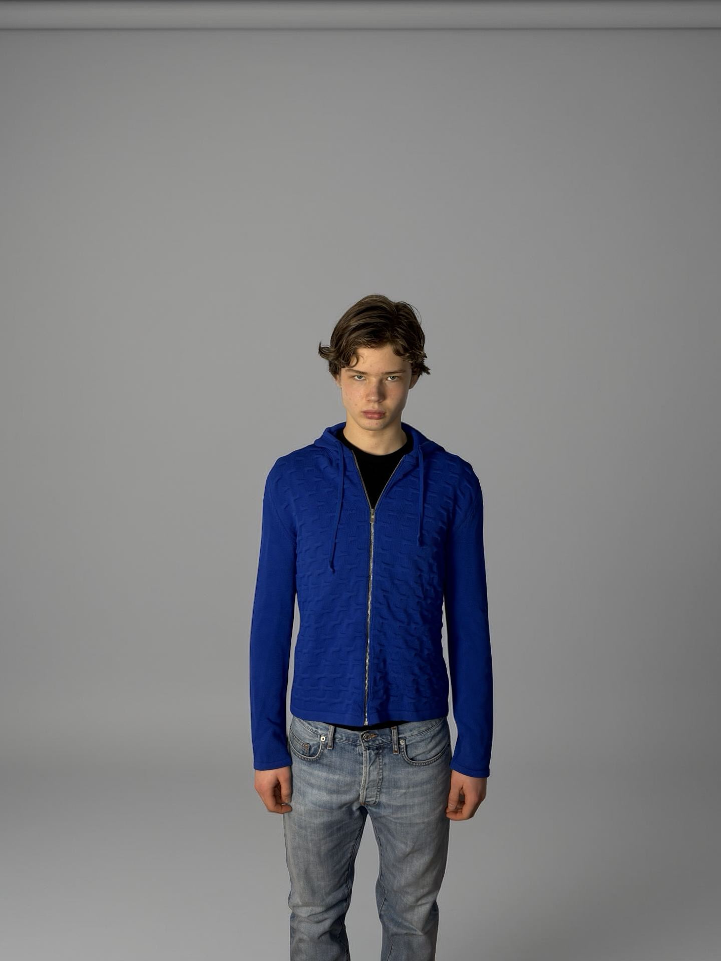 Balenciaga blue knit zip up