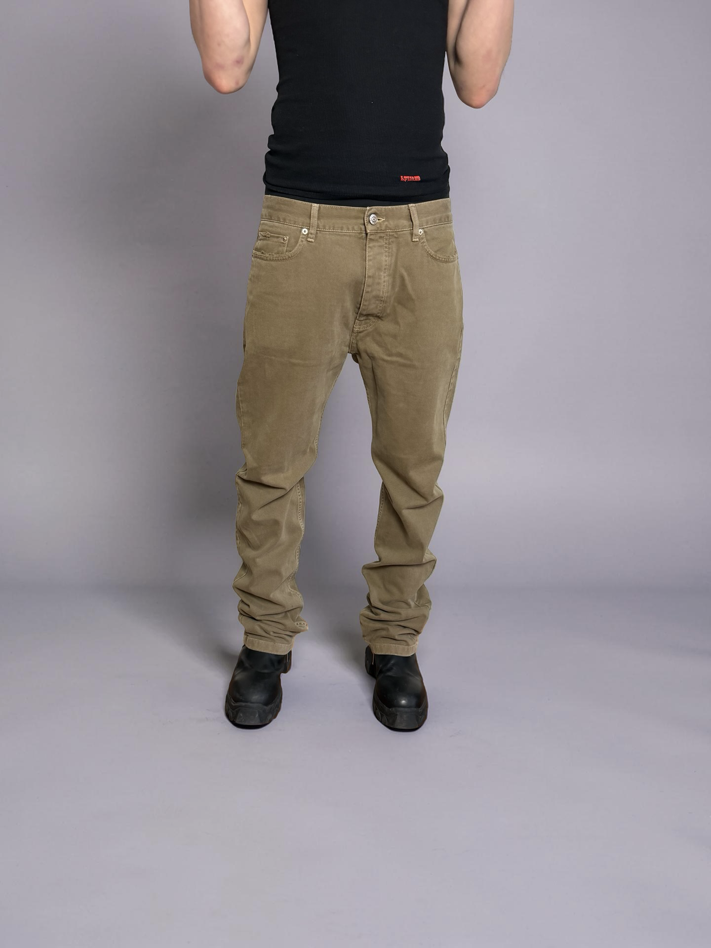 Balenciaga brown distressed straight jeans