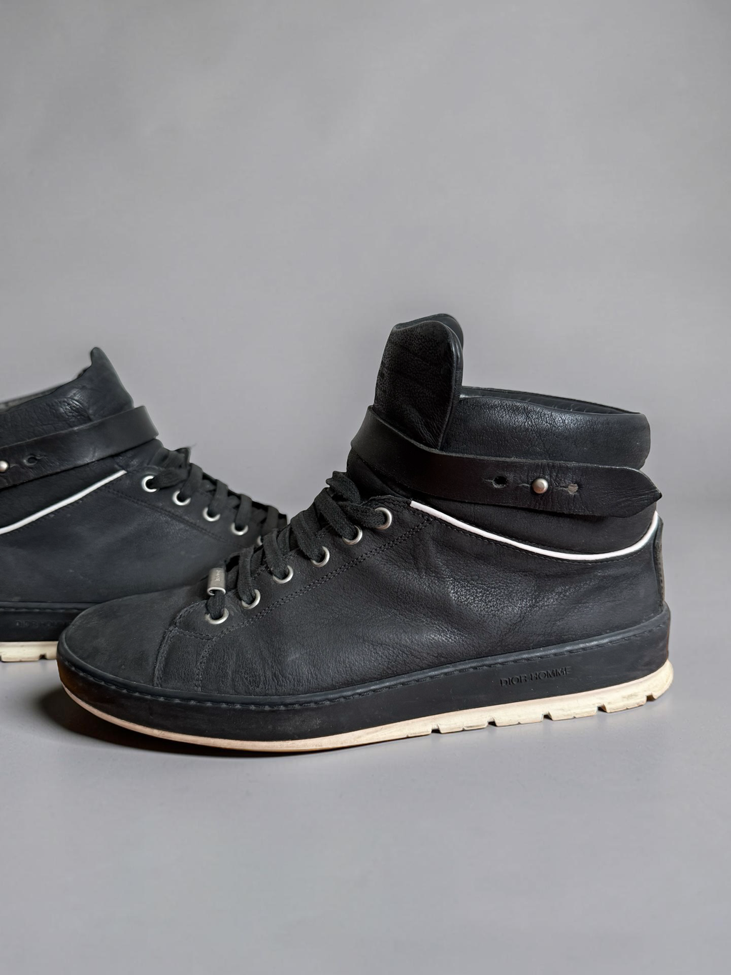 Dior Homme AW12 strap Hightop Black leather shoes