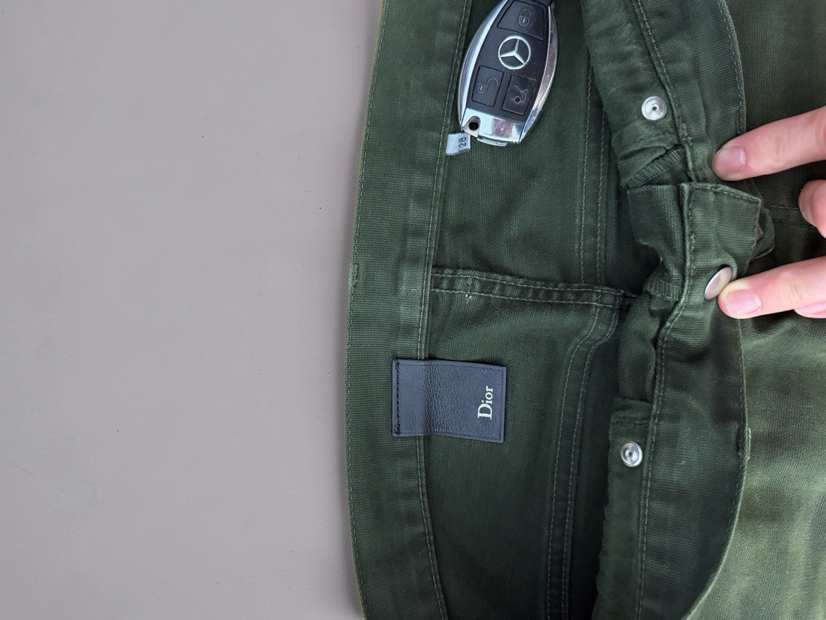 Dior Homme SS14 Green coated jeans by Kris Van Assche
