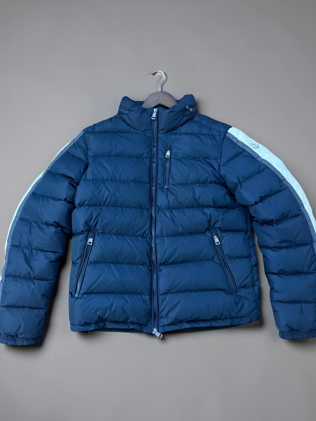 Moncler striped Down puffer jacket