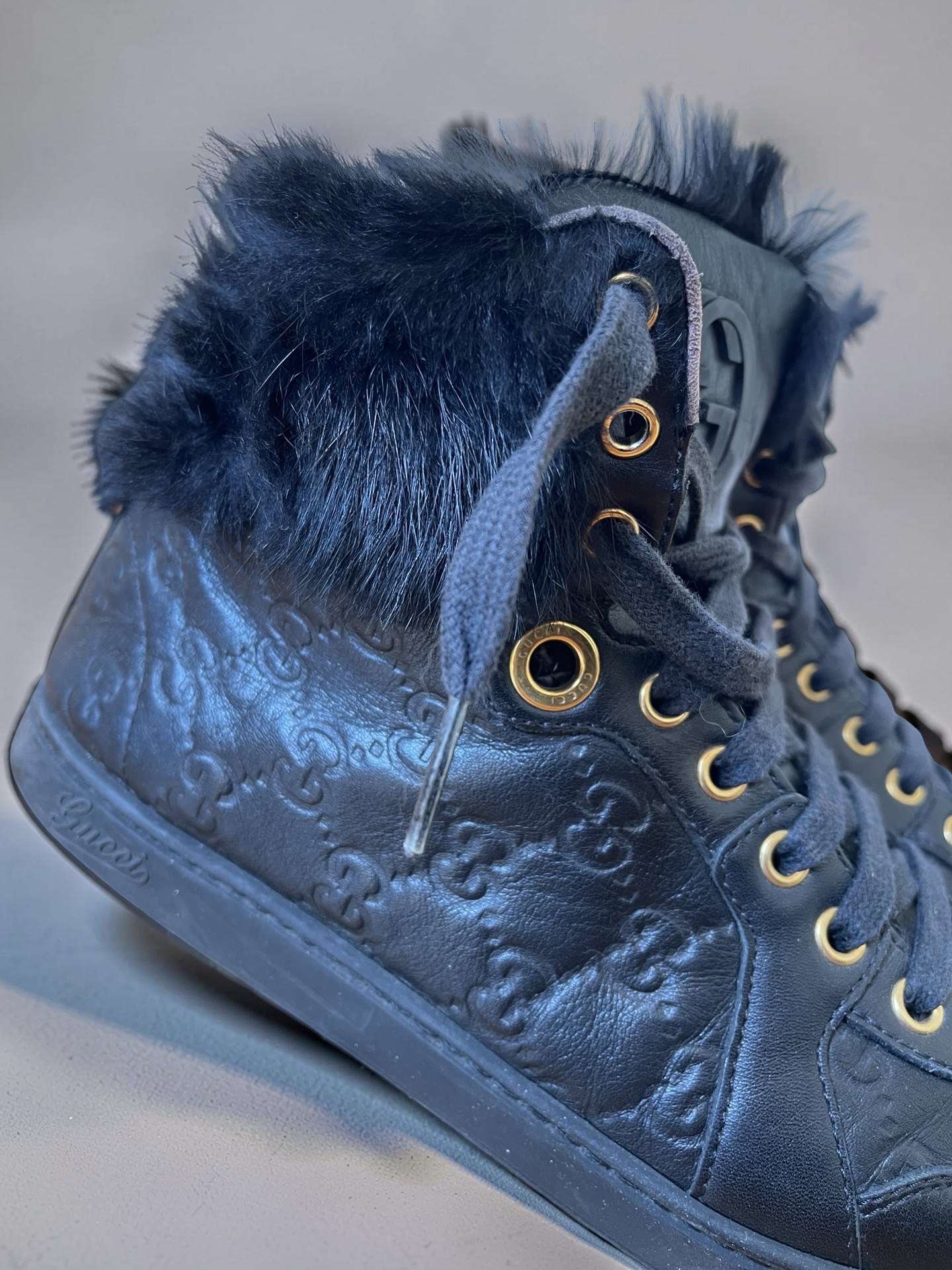 Gucci High Top Fur Sneaker