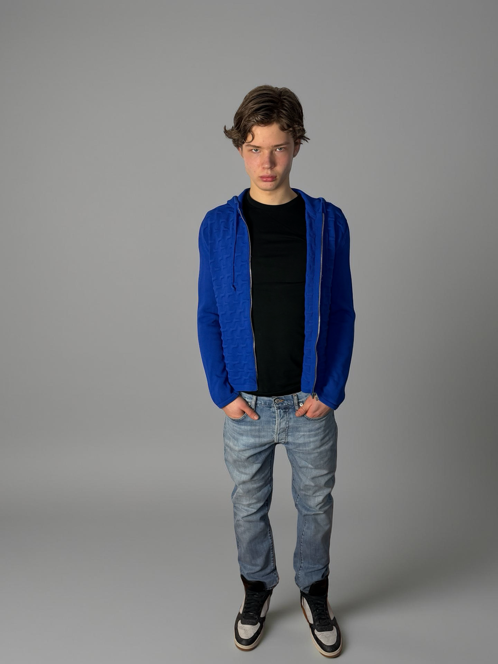 Balenciaga blue knit zip up