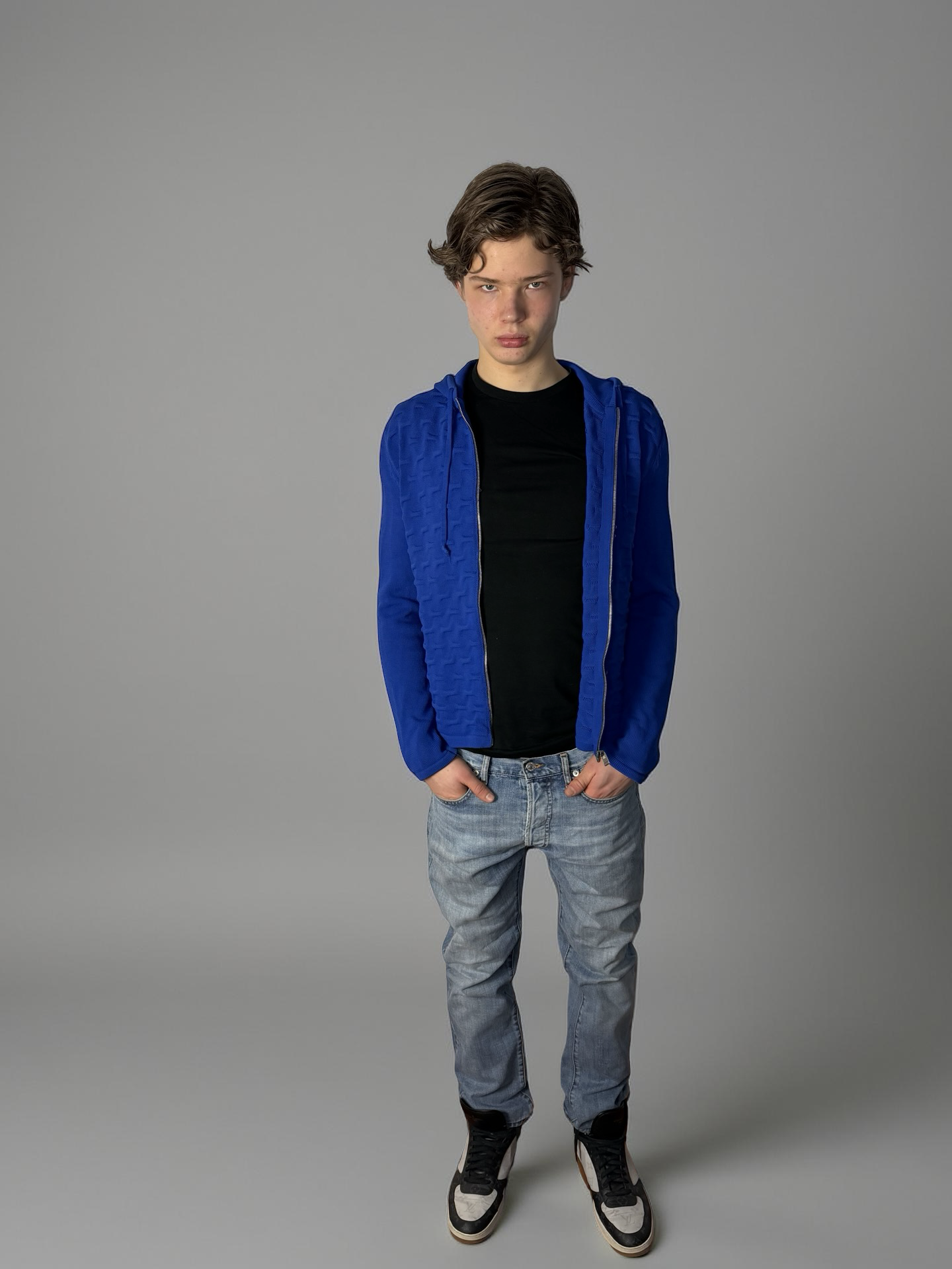 Balenciaga blue knit zip up