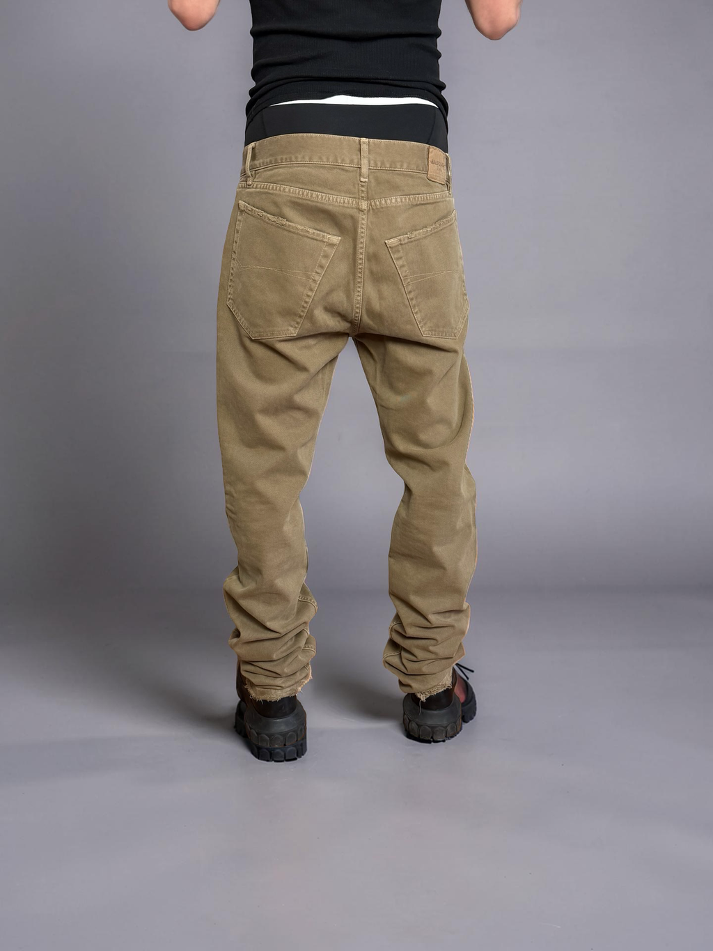 Balenciaga brown distressed straight jeans