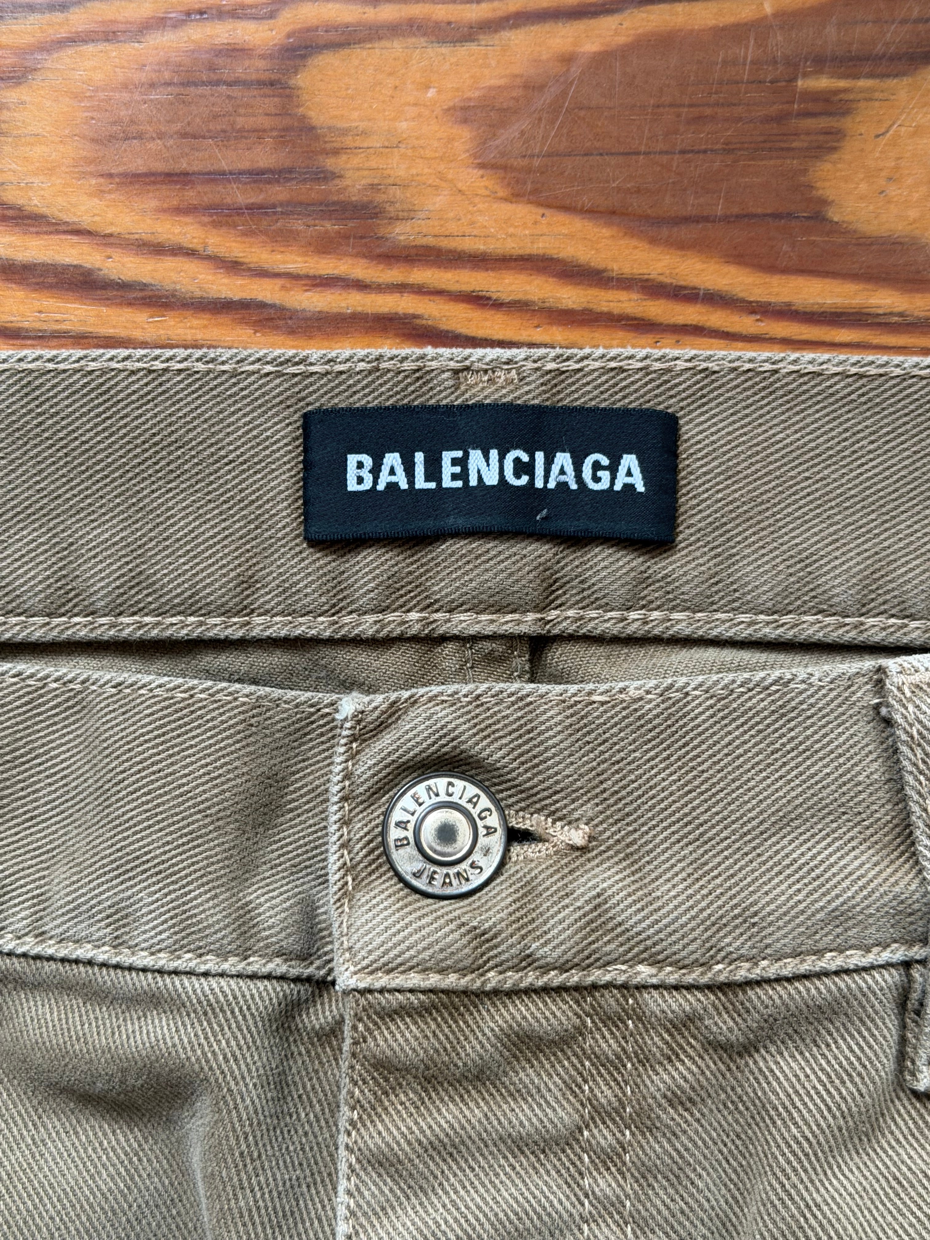 Balenciaga brown distressed straight jeans