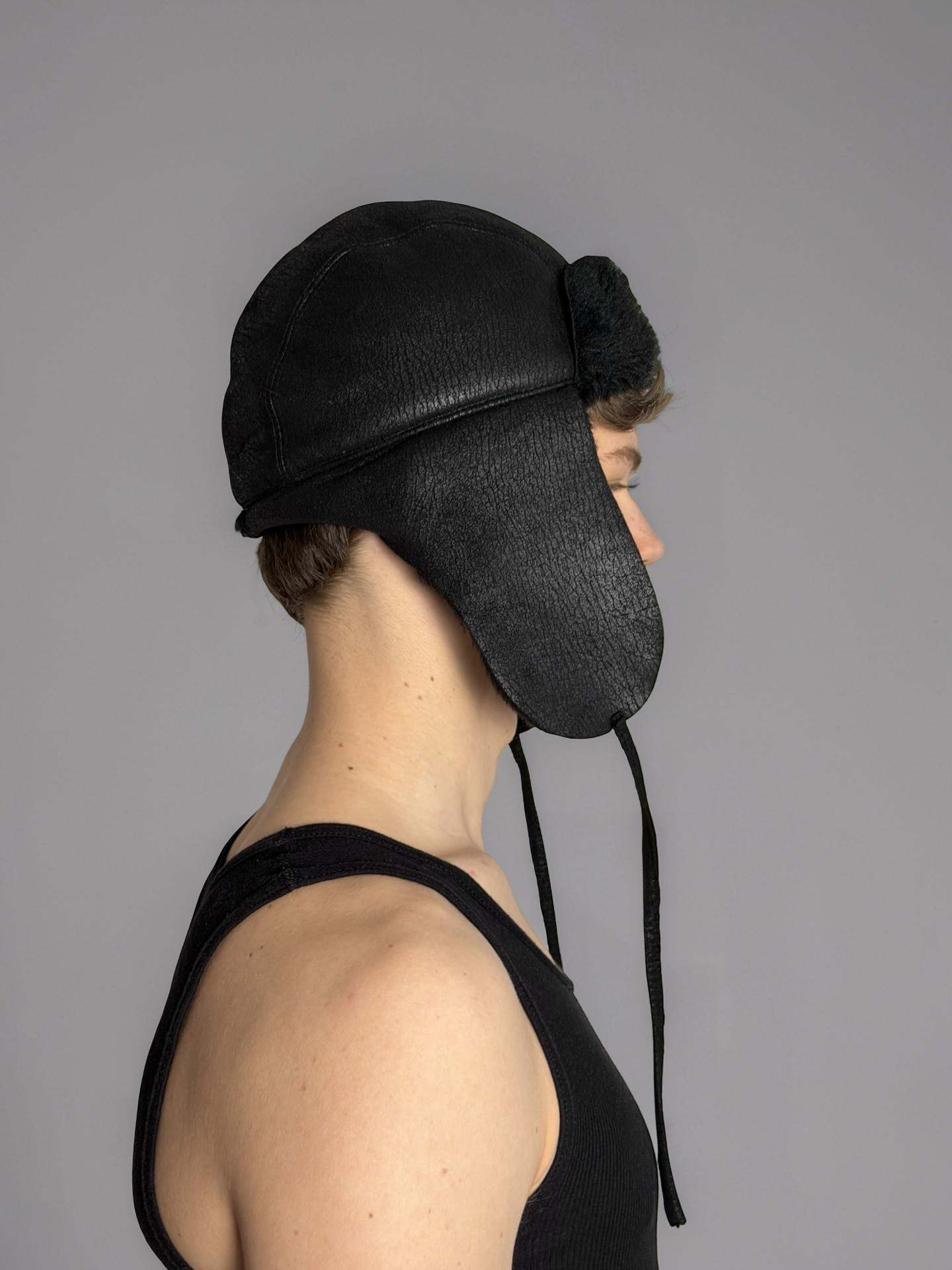 Gosha Rubchinski Faux Leather Chapka Hat
