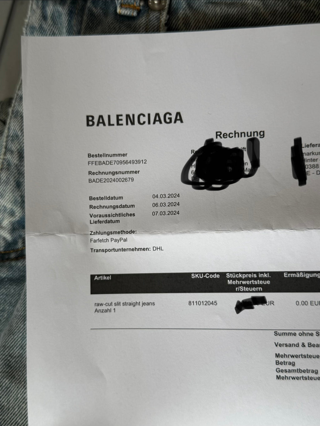 Balenciaga Slit straight jeans