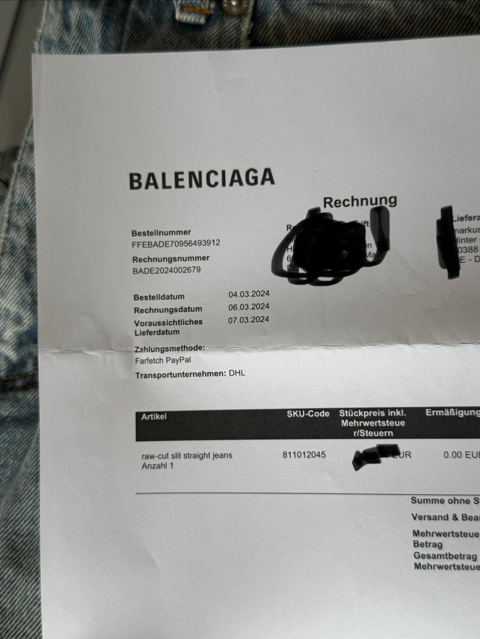 Balenciaga Slit straight jeans