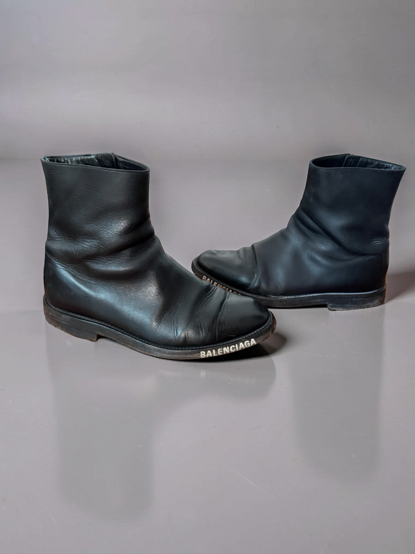 Balenciaga Logo Leather Boots