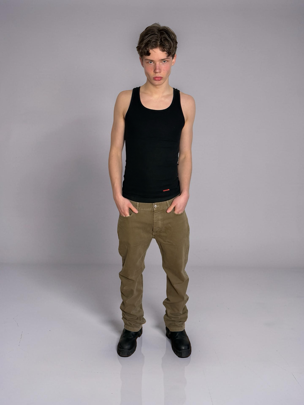 Balenciaga brown distressed straight jeans
