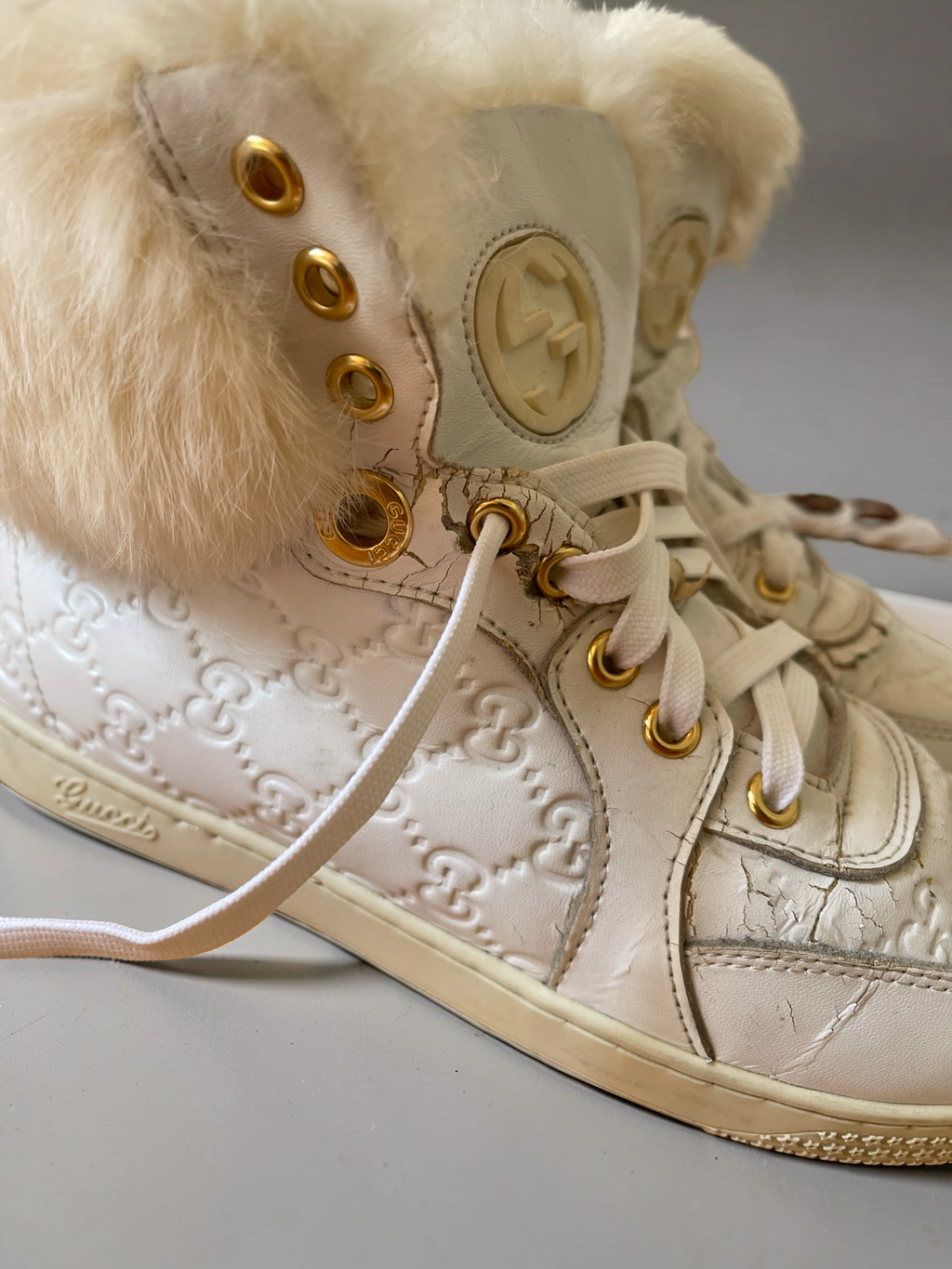 Gucci High Top Fur Sneaker