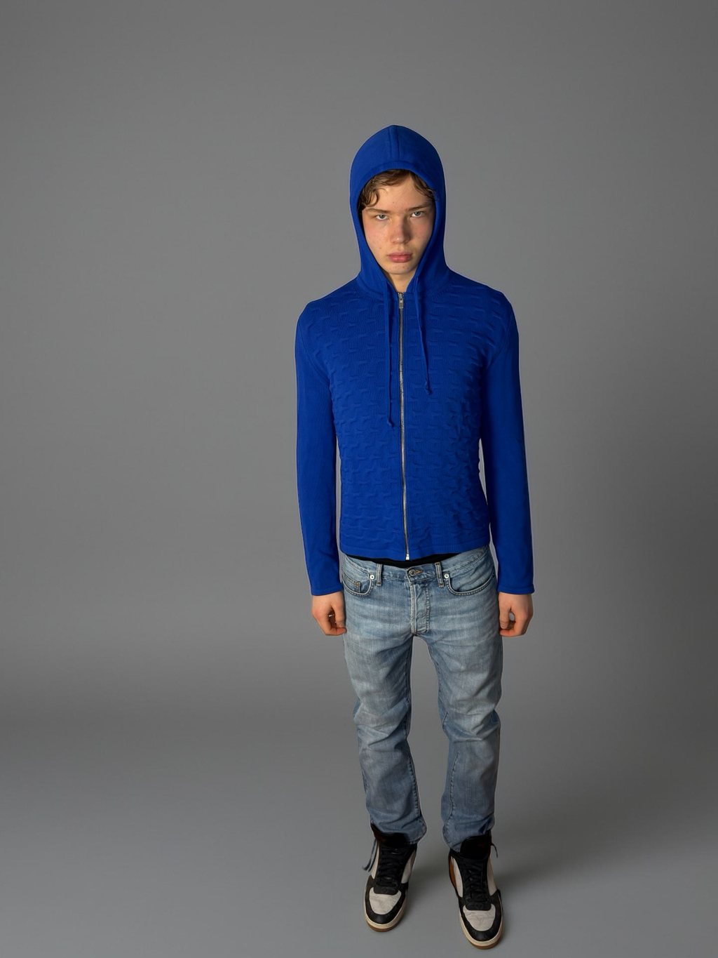 Balenciaga blue knit zip up