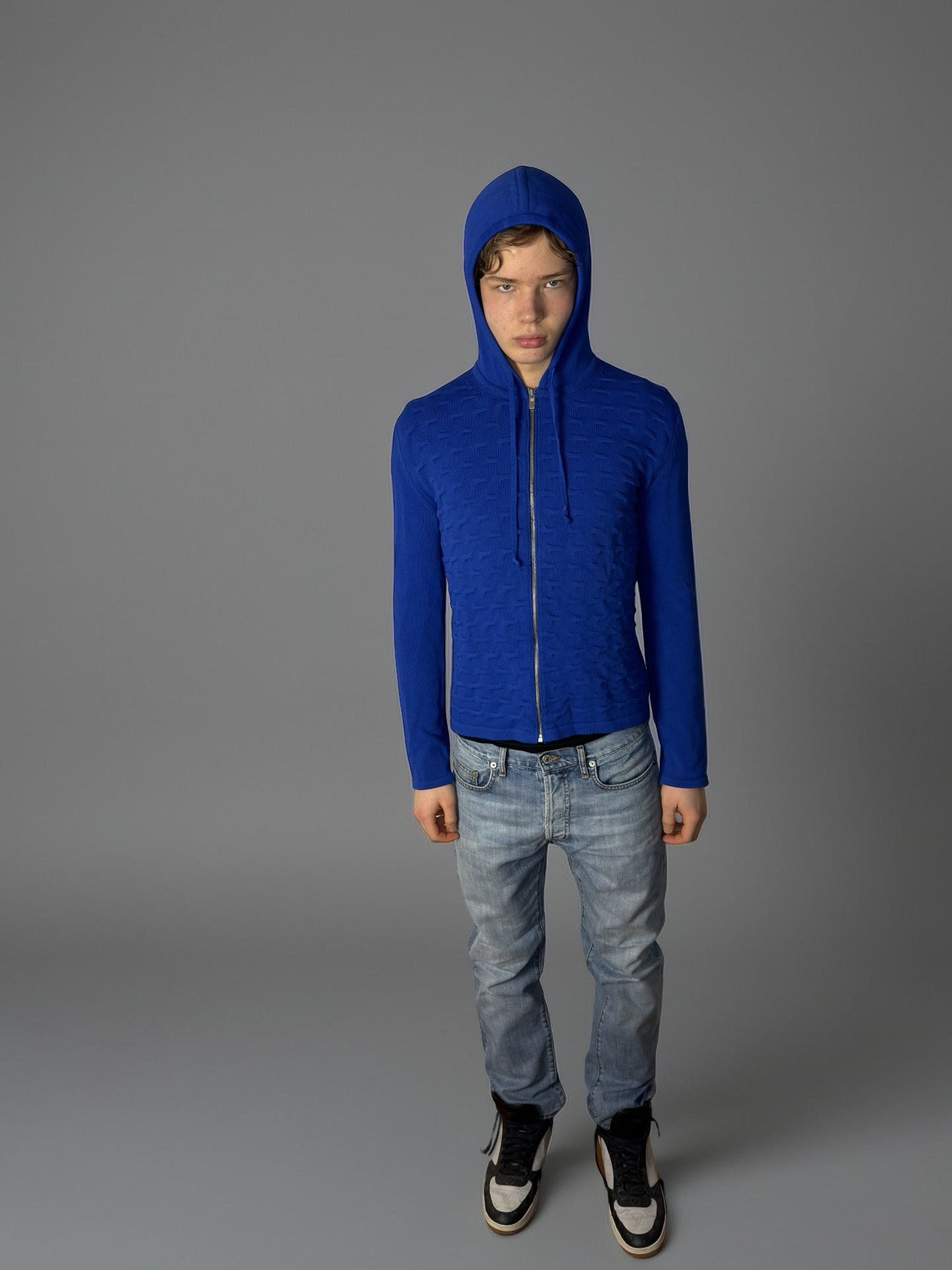 Balenciaga blue knit zip up