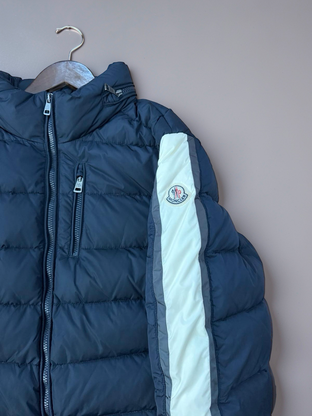 Moncler striped Down puffer jacket