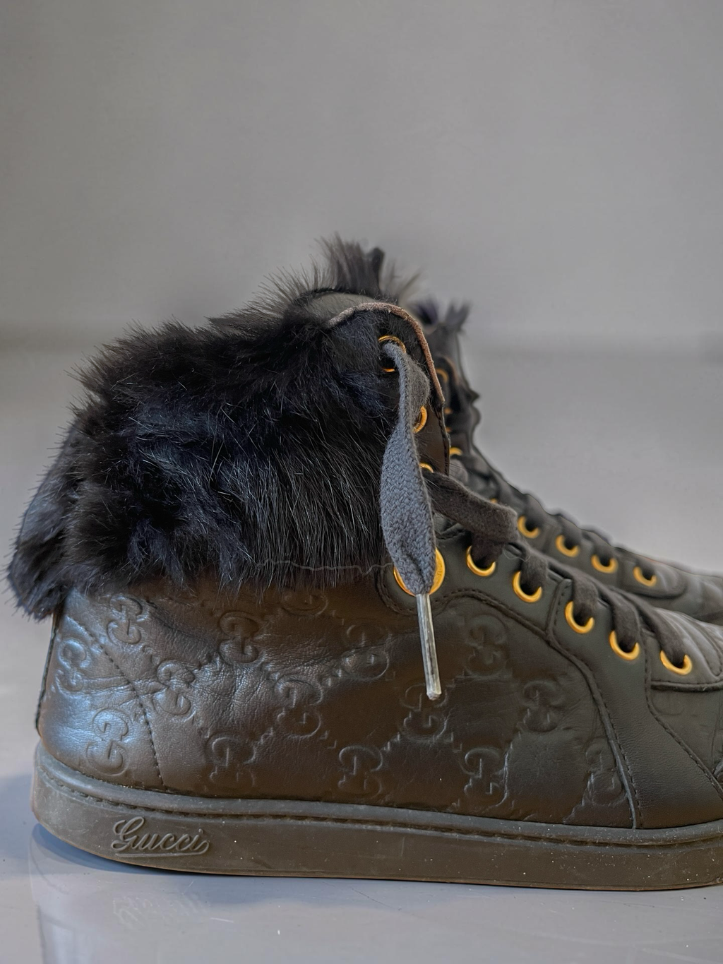 Gucci High Top Fur Sneaker
