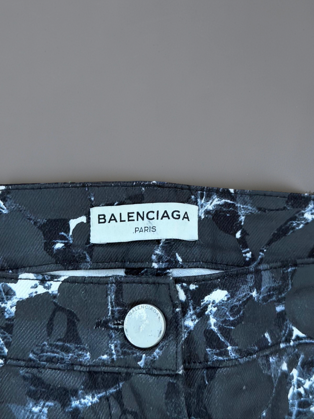 Balenciaga “marble” waxed jeans