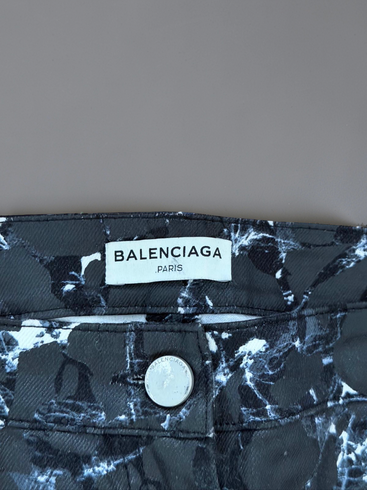 Balenciaga “marble” waxed jeans