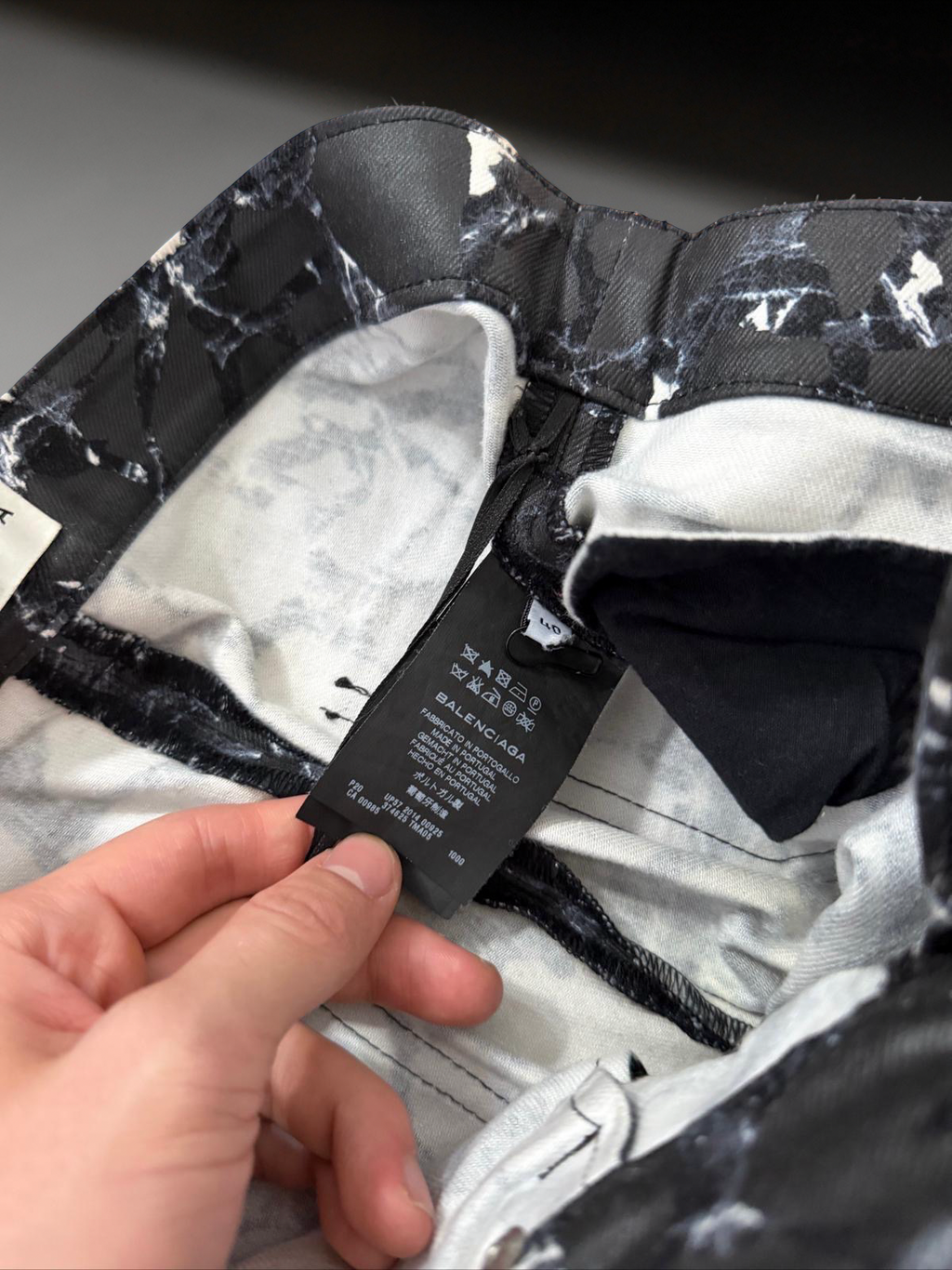 Balenciaga “marble” waxed jeans