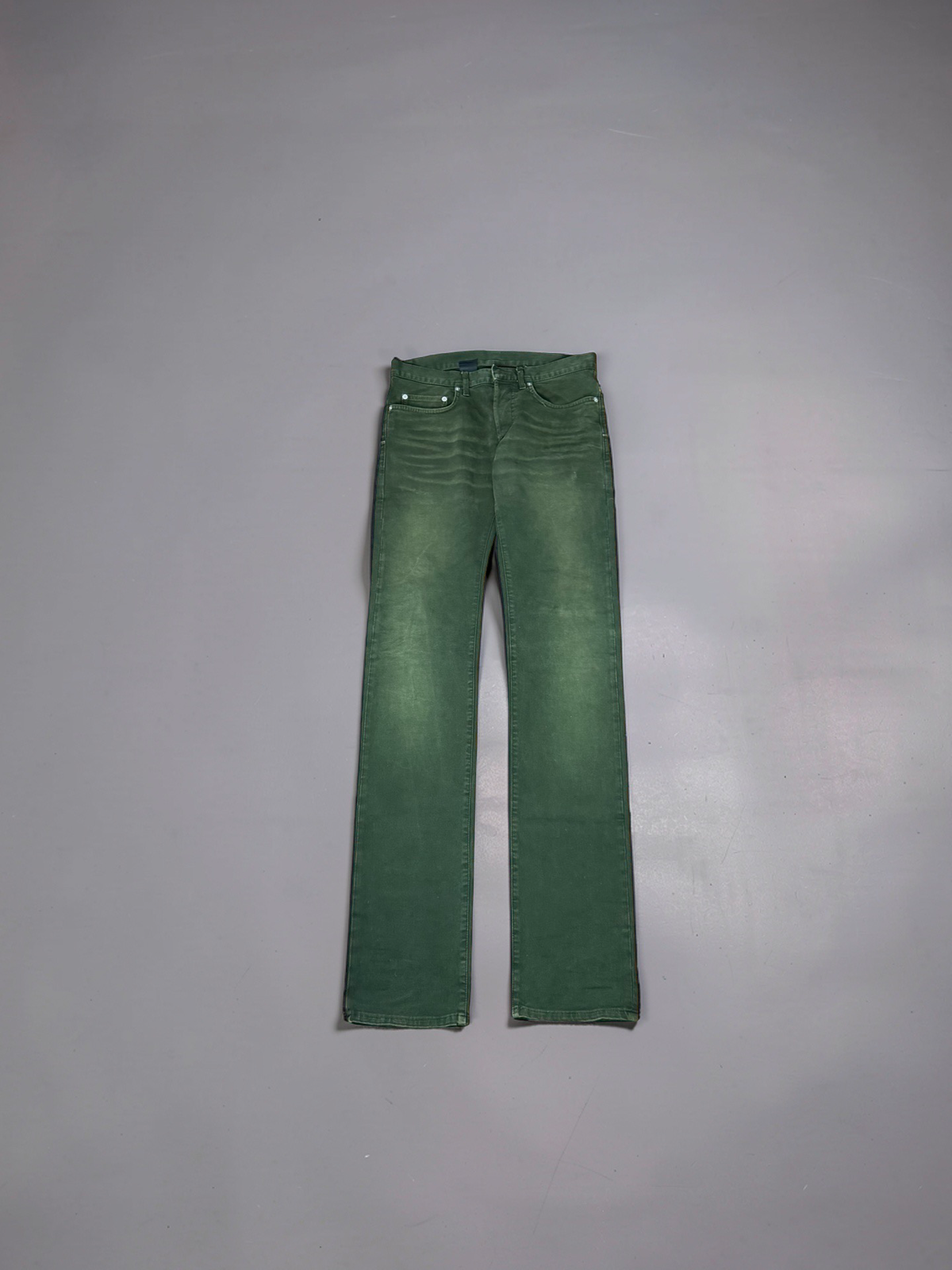 Dior Homme SS14 Green coated jeans by Kris Van Assche